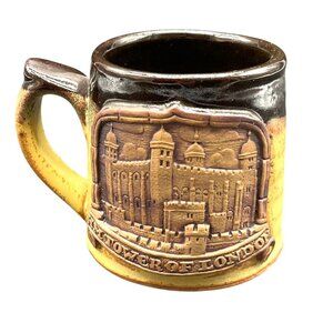 Vintage Tower Of London Ceramic Mug Studio Pottery Brown Tan Stonebridge Pottery